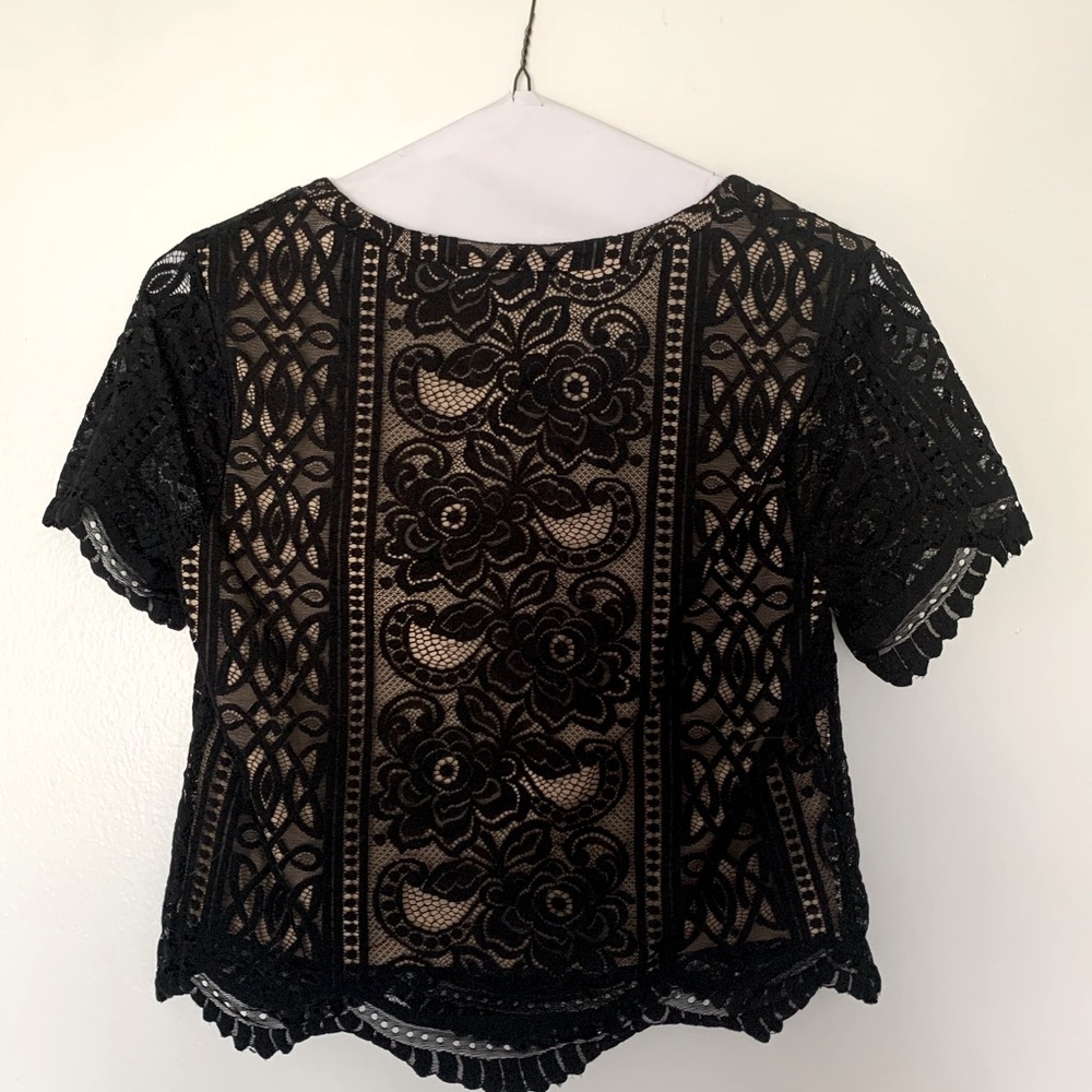 Black lace crop top
